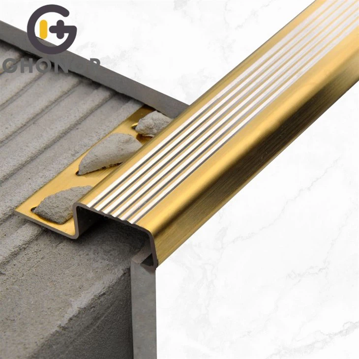 Grooved stainless steel stair anti-skid strip